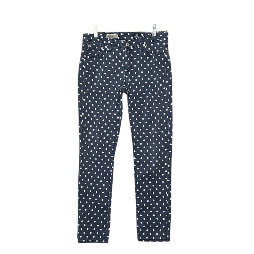 Anthropologie AG 28R The Stevie Ankle Slim Straight Leg Polka Dot Jeans Blue